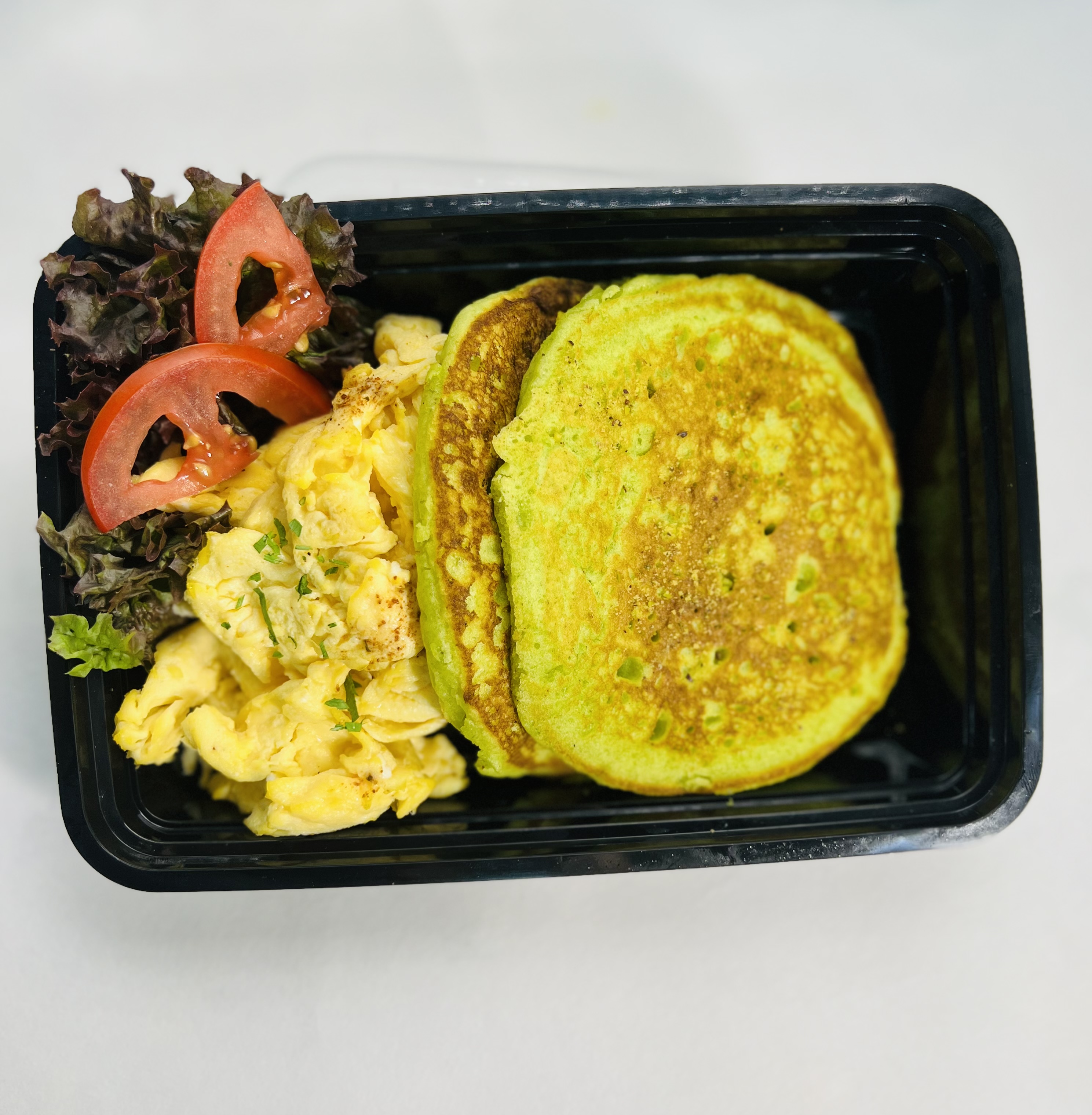 SPINACH PANCAKE WITH SCRAMBLE EGG