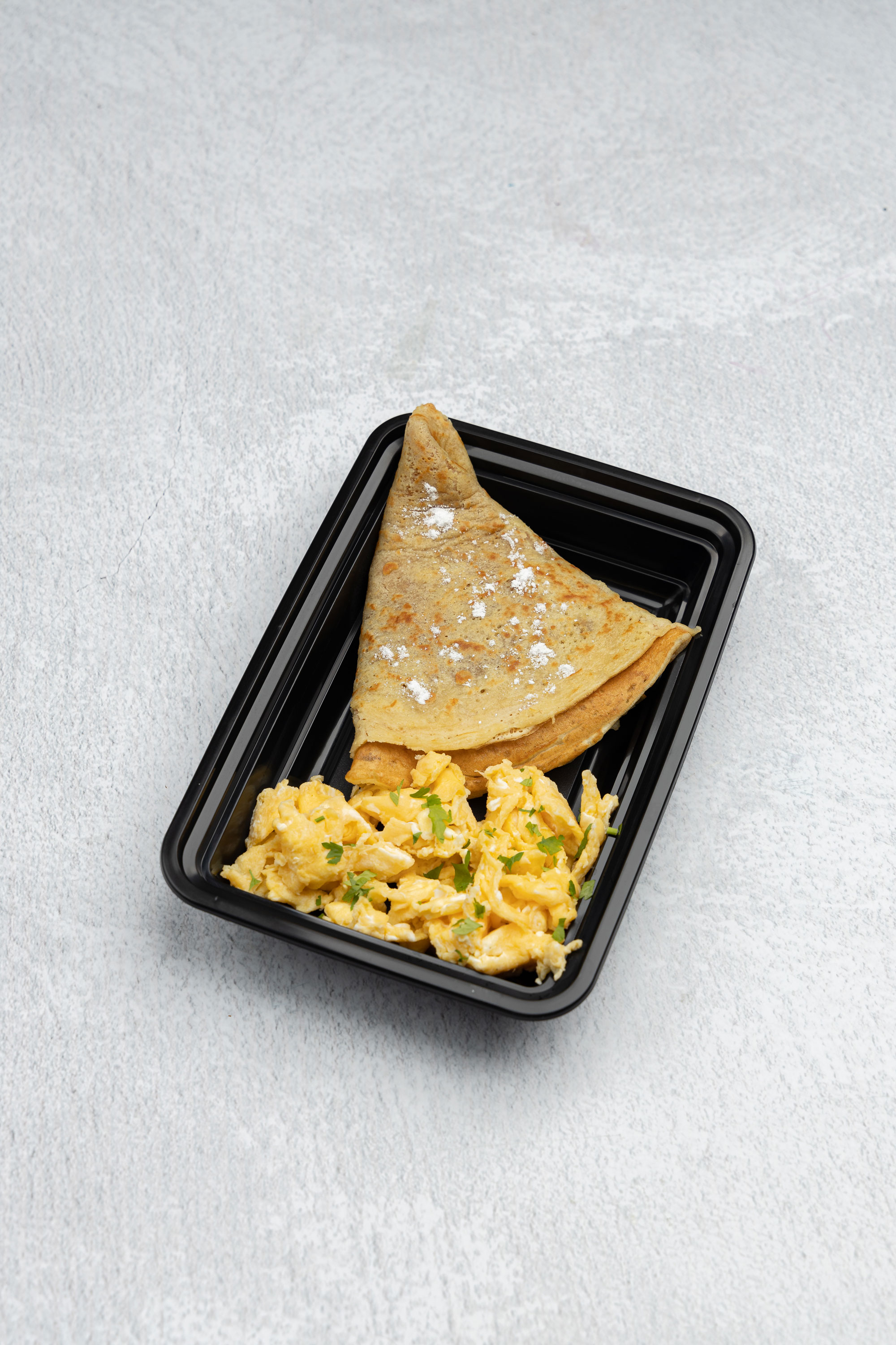 PEANUT BUTTER CREPE WITH SCRAMBLE EGGS